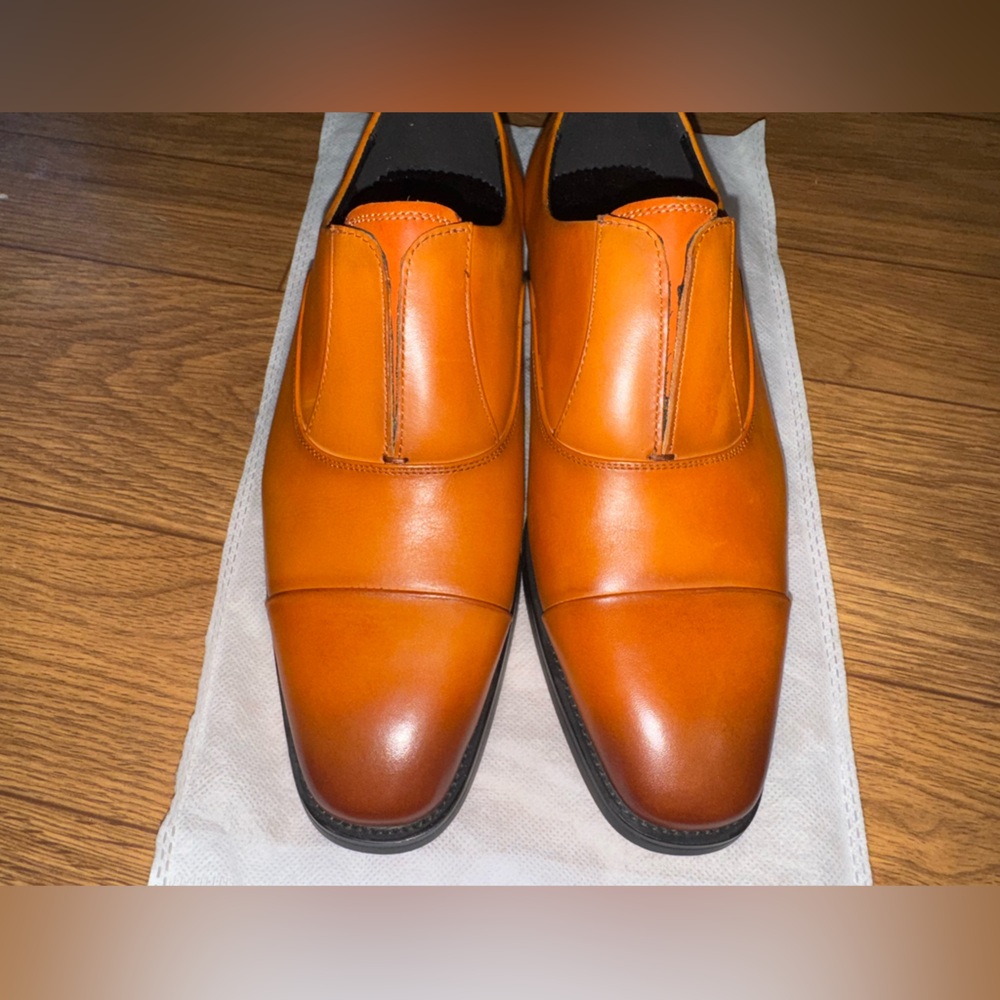 Gifennse Handmade Leather dress shoe's slip on loafers brown Men's size 7.5/39 - Picture 10 of 15